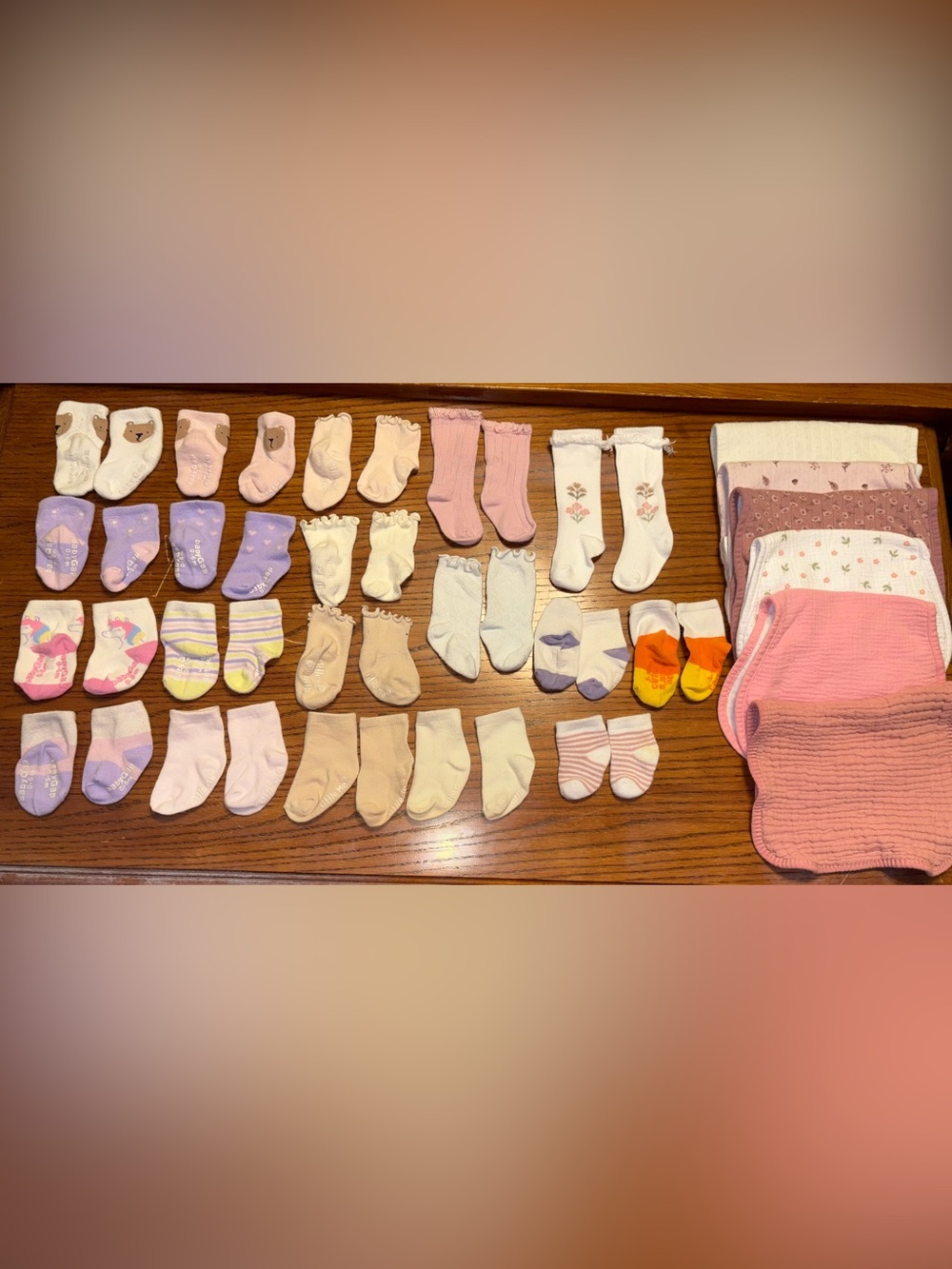 Baby Girl Sock/Burp Cloth Bundle